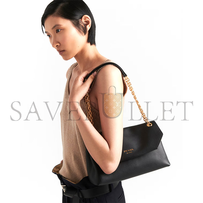 Pra*a doux medium leather shoulder bag 1bd371 (29*16*9.5cm)